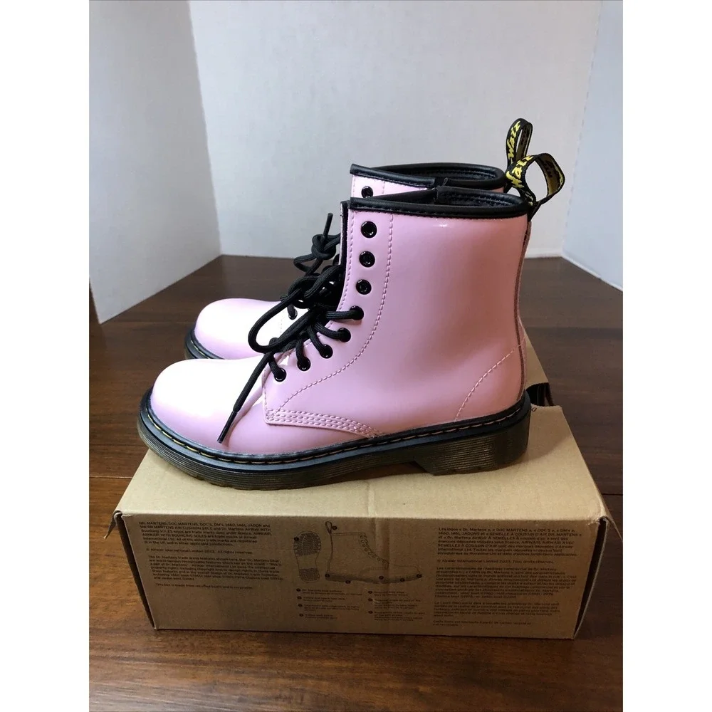 Dr. Martens Combat Boots  Girls US Youth Sz 3 Pink Air Cushioned Soles Doc New